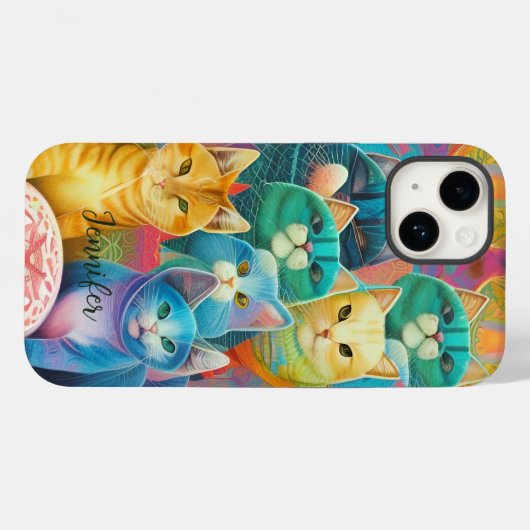 Stoffen kleurrijke katten Case-Mate iPhone case (Achterkant (horizontaal))