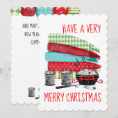 Stoffen noties naaien quilten kerstkaart (Voorkant / Achterkant)