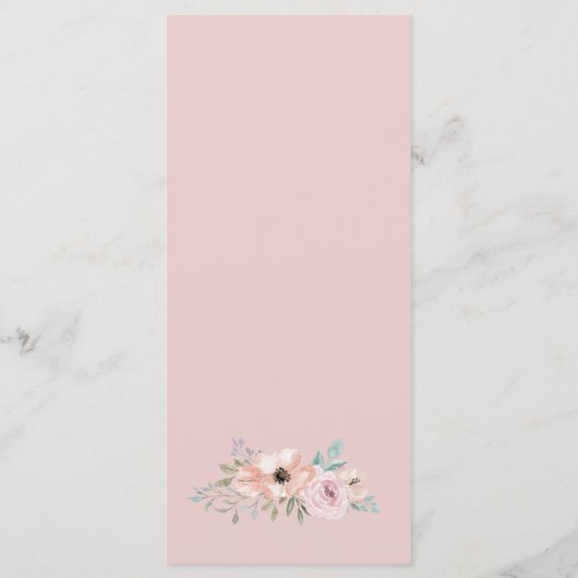 Stoffen Roos Bloemen Dinner Menu Kaart (Achterkant)