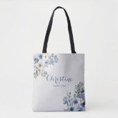 Stoffen tas 'Dusty Blue White Floral Bride Tribe' (Voorkant)