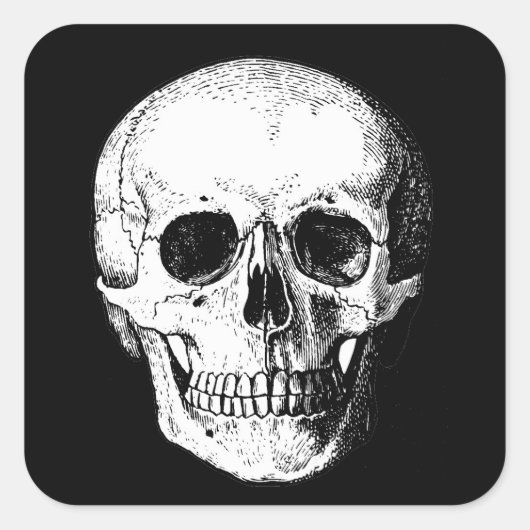 Stoffen voor de schedel vierkante sticker (Voorkant)