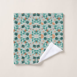 Stoffendesign met groen washandje