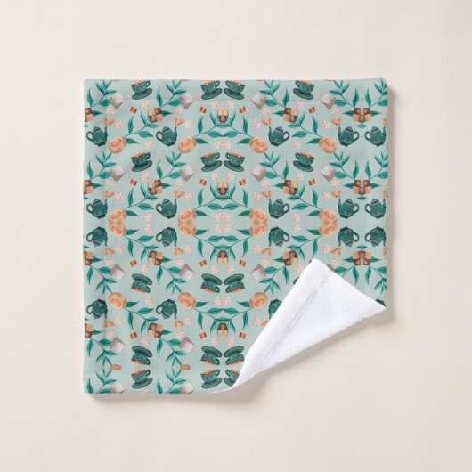 Stoffendesign met groen washandje (Wasdoekje)