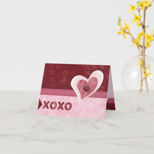 Stoffenharten, Knuffels 'n Kusjes Kaart (Gele Bloem)