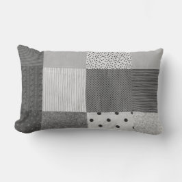  stoffenontwerp zwart-witte vlekkenwerk kussen