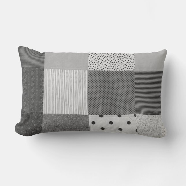  stoffenontwerp zwart-witte vlekkenwerk kussen (Voorkant)