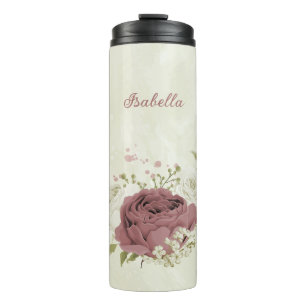 stofferige roos witte bloemen bruiloft thermosbeker