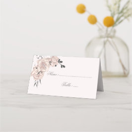 stofferige roze bloemen zwarte bladeren & bloembla plaatskaartje