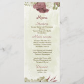 stofferige roze witte bloemen botanische bruiloft menu (Voorkant)