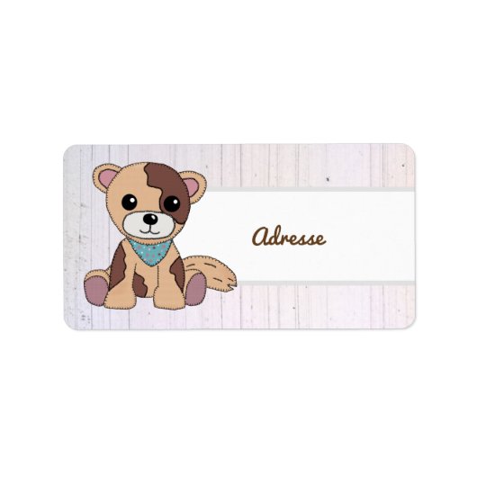 Stoffhund Adressaufkleber Etiket (Voorkant)