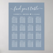 Stoffig blau 16 Tafel Trouw Zittijd Chart Poster (Voorkant)