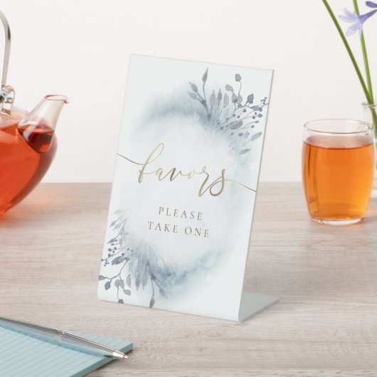 stoffig blau aquarel blad gunstbewijzen  reclamebord met voetstuk (Insitu)