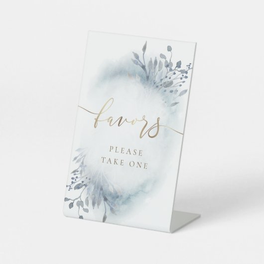 stoffig blau aquarel blad gunstbewijzen  reclamebord met voetstuk