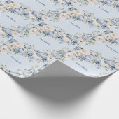 Stoffig blau aquarel ivoor bloemen bladeren rustie cadeaupapier (Hoek)