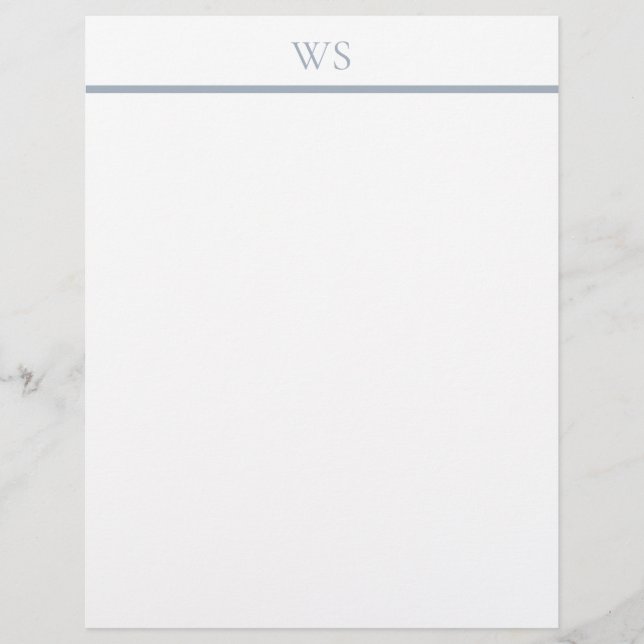 Stoffig blau balk monogram briefpapier briefhoofd (Voorkant)