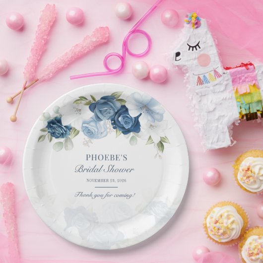 Stoffig blau bloeiend eucalyptus-succulent papieren bordje (Feest)