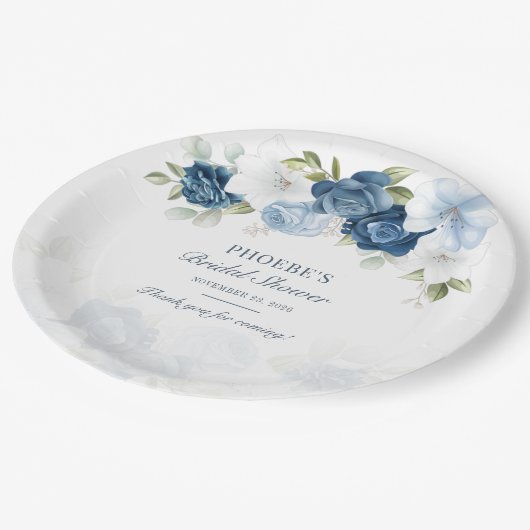 Stoffig blau bloeiend eucalyptus-succulent papieren bordje (Gekanteld)