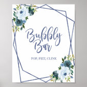 Stoffig Blau Bloemenschildering met Waterverf Borr Poster (Voorkant)