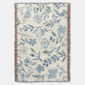 Stoffig Blau Bloemenweide Botanisch Patroon Deken (Voorkant Verticaal)
