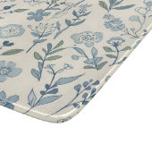Stoffig Blau Bloemenweide Botanisch Patroon Snijplank (Hoek)