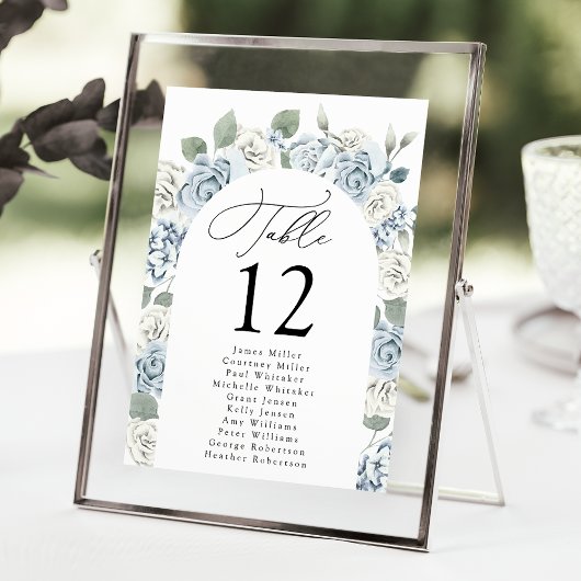 Stoffig Blau Bloemstuk Boog Tafel Nummer Zitplaats