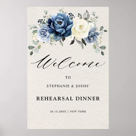 Stoffig blau champagne oefendiner welkom Pos Poster (Voorkant)