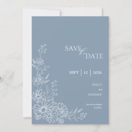 Stoffig Blau Chic Botanische Madeliefjes Tuin Brui Save The Date