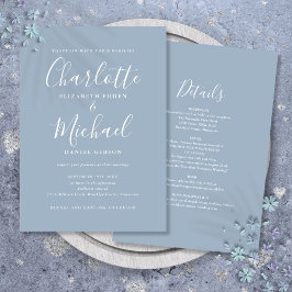 Stoffig blau eenvoudig alles-in-één chic script br kaart
