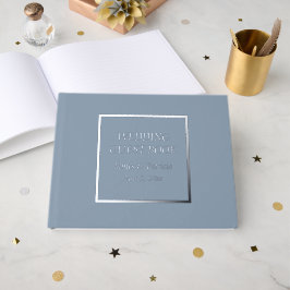 Stoffig blau eenvoudig gestileerd lettertype bruil gastenboek