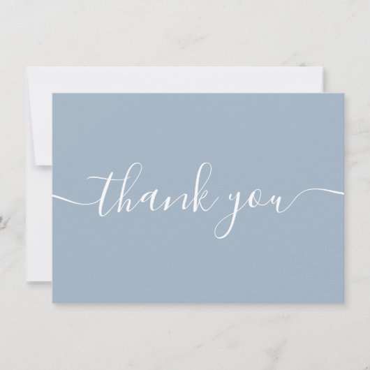 Stoffig blau eenvoudig modern elegant schrift bedankkaart (Voorkant)