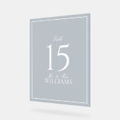 Stoffig Blau Elegant Schrift Bruiloft Tafel Nummer Acryl Bord (Hoek)