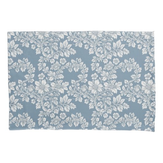 Stoffig blau en wit cottage garden kussensloop (Voorkant)