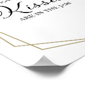 Stoffig blau geometrisch bloemenschild met hoeveel poster (Hoek)