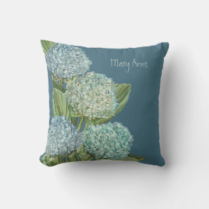Stoffig Blau Hortensia Boeket Kussen