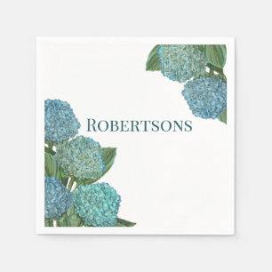 Stoffig Blau Hortensia Boeket Servet
