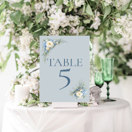 Stoffig blau Hortensia tafelnummerkaart Kaart