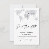 Stoffig blau huwelijksfeest Save the date (Voorkant)