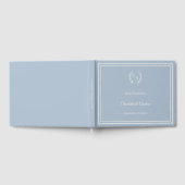 Stoffig blau ivoor monogram krans bruiloft gastenboek (Volledig)