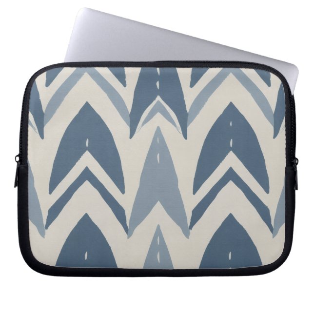 Stoffig blau kust batik Parang chevron geometrisch Laptop Sleeve (Voorkant)