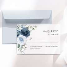 Stoffig blau marine bloem waterverf elegante trouw