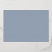 Stoffig Blau Minimalistisch Script Bruidsdouche Folie Uitnodiging (Achterkant)