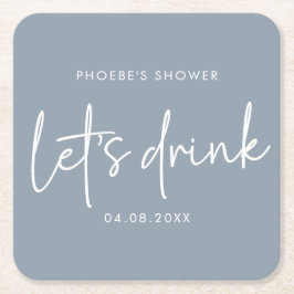 Stoffig blau minimalistisch script bruiloftdouche kartonnen onderzetters