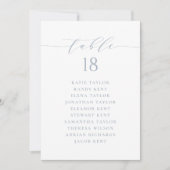 Stoffig Blau Minimalistisch Script Trouwtafel Zitp Kaart (Voorkant)