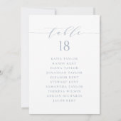 Stoffig Blau Minimalistisch Script Trouwtafel Zitp Kaart (Achterkant)