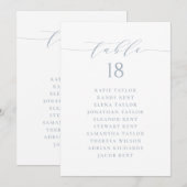 Stoffig Blau Minimalistisch Script Trouwtafel Zitp Kaart (Voorkant / Achterkant)