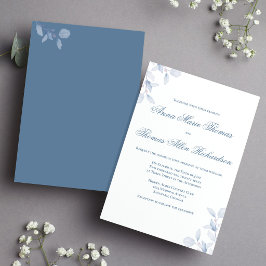 Stoffig Blau Minimalistische Botanische Elegante T Kaart
