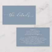 Stoffig blau minimalistische eenvoudige trouwdetai informatiekaartje (Voorkant / Achterkant)