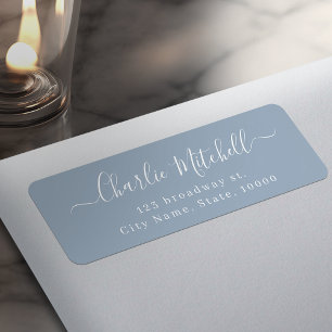 Stoffig blau moderne elegante script retouradres etiket