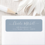 Stoffig blau moderne elegante script retouradres etiket (Insitu)