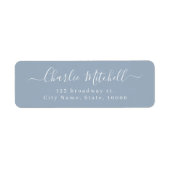 Stoffig blau moderne elegante script retouradres etiket (Voorkant)